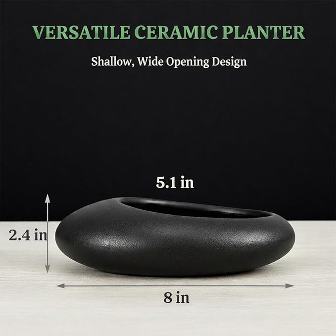 Flower Frog Vase Kit – Japanese-Inspired Arita-Style Glazed Ceramic Ikebana Vase with Kenzan & Gift Box, for Floral Arranging, Home & Office Decor, Relaxing Ambience (Black Large)