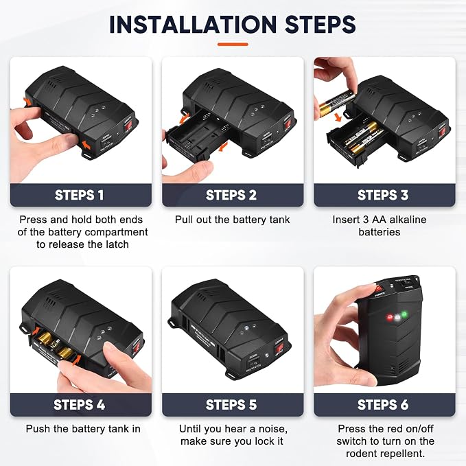2 Pcs Battery Powered Ultrasonic Rodent Repeller for Car Engines – Under Hood Mouse Deterrent for Cars, Garages, Basements, and Warehouses