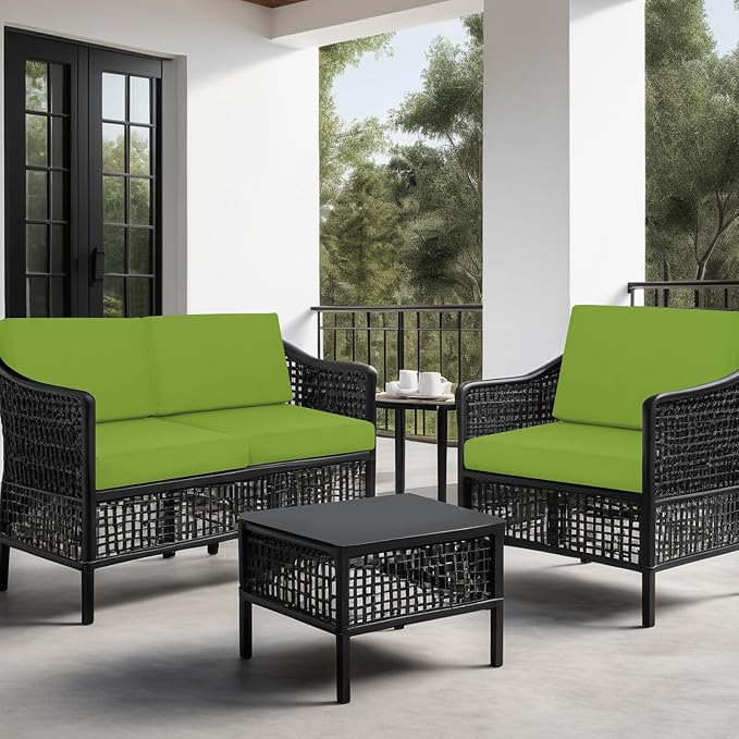 idee-home Outdoor Chair Cushions for Patio Furniture, Outdoor Seat Cushion | Waterproof Hampton Bay Deep Seat Replacement Couch Chair Cushions for Garden Backyard Green 28.5 x 28.5