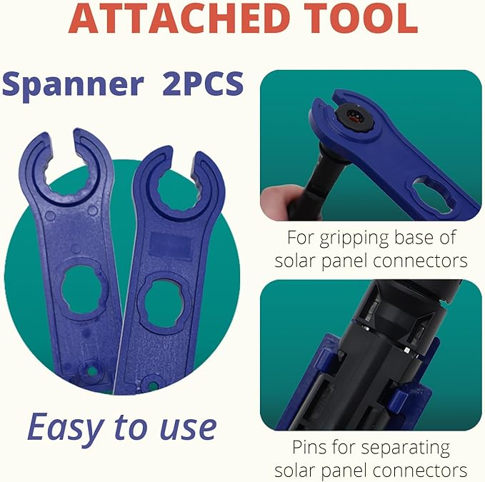 MC-4 Connector kit Solar Cable Connector kit 12 Pairs of Solar connectors and 2 Spanner Wrenches Along with a Wire Crimper Photovoltaic System Connector kit