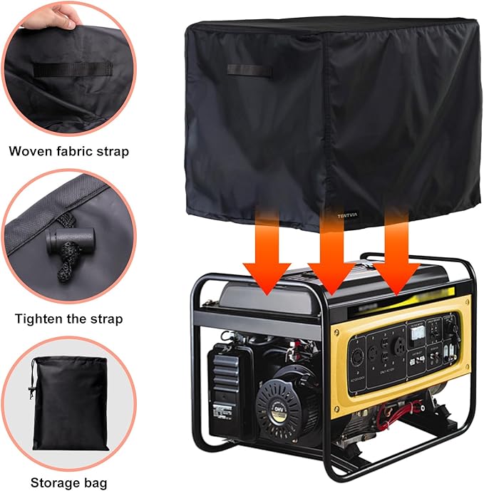 Outdoor Generator Cover 24x18x18 Inches, 600D Heavy-Duty Oxford Fabric, Dustproof and Waterproof Protection for Generators, Suitable for Most 1500-4500W Generators.Black