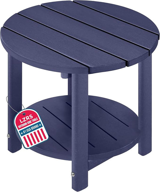 LZRS Adirondack Side Table Double End Table, Outdoor Coffee Tables for Patio, Backyard,Pool, Indoor Companion, Easy Maintenance & Weather Resistant(Navy Blue)