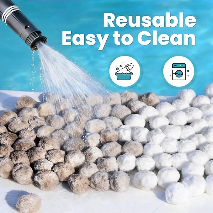 4.6 lbs Pool Filter Balls for Sand Filters, Reusable White Filter Media Balls for All Sand Filter Systems, Efficient & Lightweight Pool Sand Filter Balls, Replaces 150 lbs Pool Filter Sand