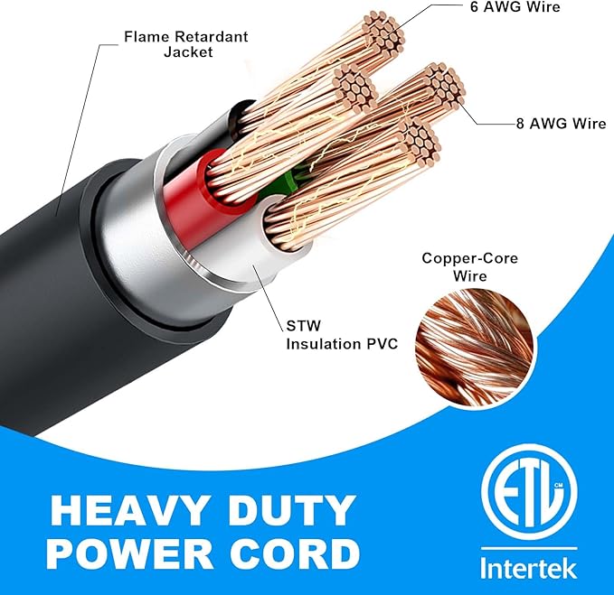 50 Amp Generator Cord 25FT, NEMA 14-50P to SS2-50R Heavy Duty Generator Extension Cord, Female Plug with Twist Lock, 6/3+8/1 Gauge STW Wire for Camper & House, ETL Listed