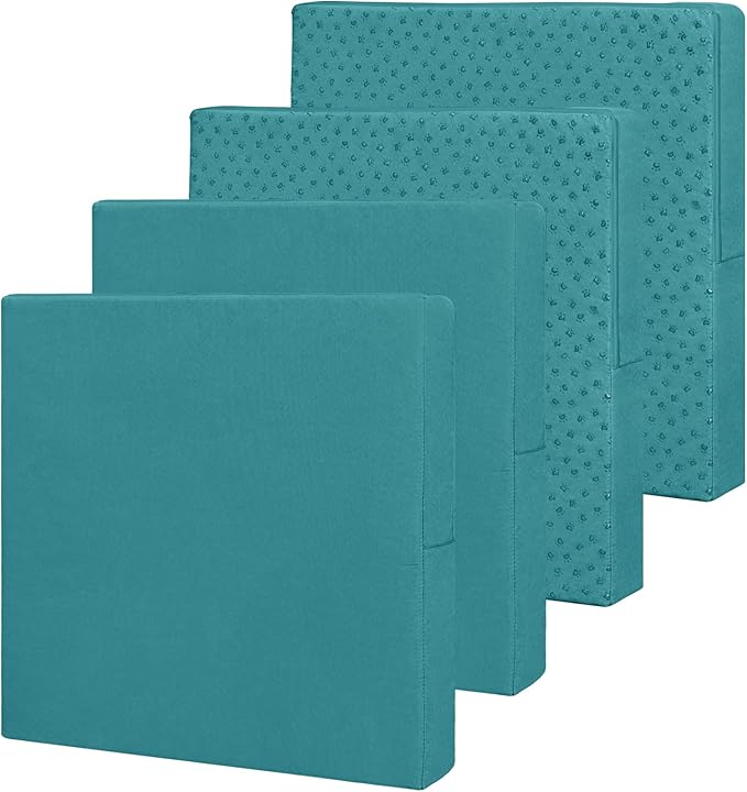 Easy-Going Waterproof Patio Cushion Covers 24x22x4 inch 4 Pack Replacement Non-Slip Outdoor Seat Cushion Slipcover with Zipper. Teal