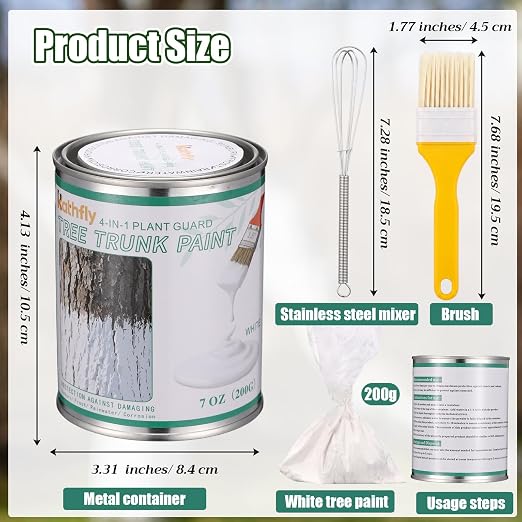 Kathfly 1 Pack Tree Paint Kit Tree Whitewash Trees Trunk Protection with Tinplate Container Whisk Brush for Fruit Nut Ornamental Trees Sapling Garden Yard Orchard (7" Whisk,Large Yellow Brush)