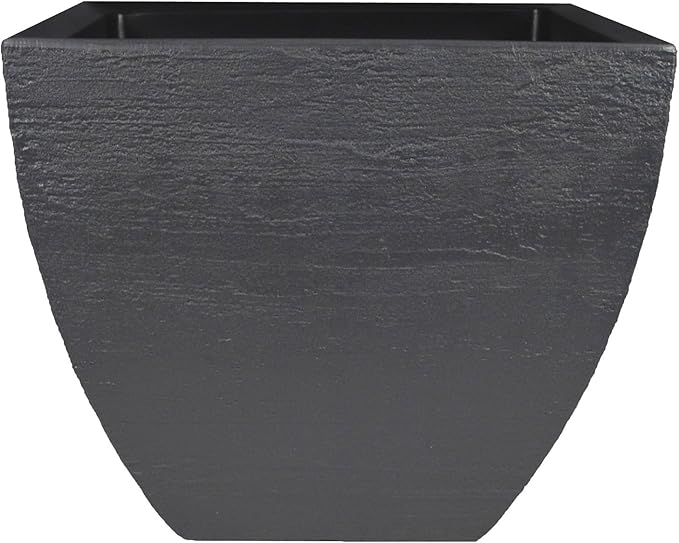 Tusco Products MSQ16SL Modern Square Garden Planter, 16-Inch, Slate