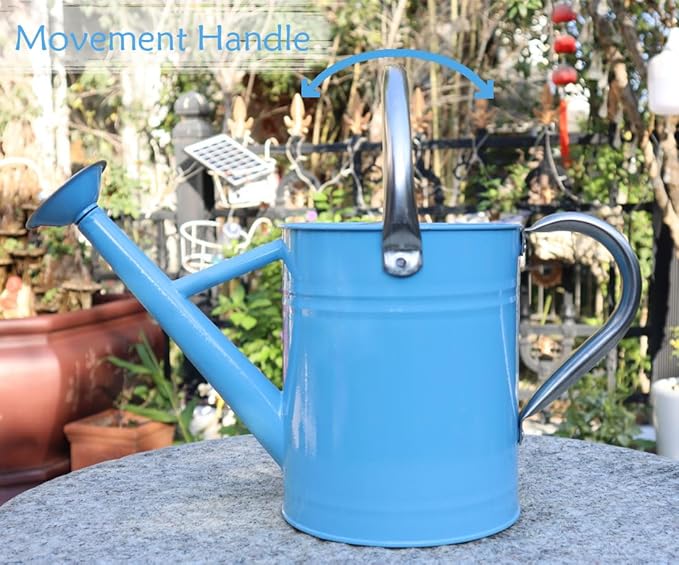 Metal Watering Can 1 Gallon with Removable Spout, Ideal Plant Watering Can for Indoor and Outdoor Plants (Blue 1 Gallon)