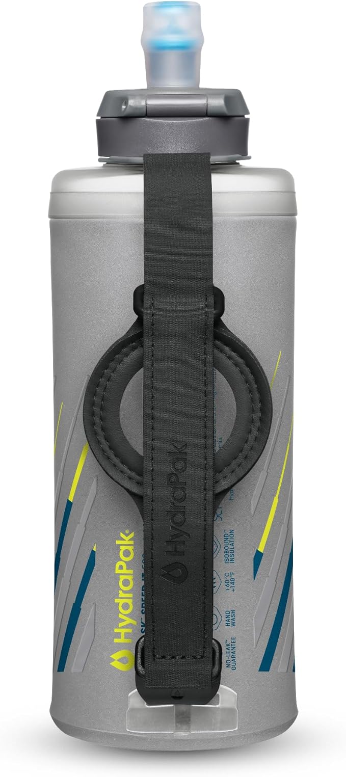 HydraPak SkyFlask Speed - Collapsible Handheld Running Water Bottle (350ml, 500ml, 500ml Insulated) - Adjustable Strap, Lightweight, Spill-Proof Cap | Collapsible, Handheld, Running, Adjustable Strap, Lightweight, Spill-Proof Cap
