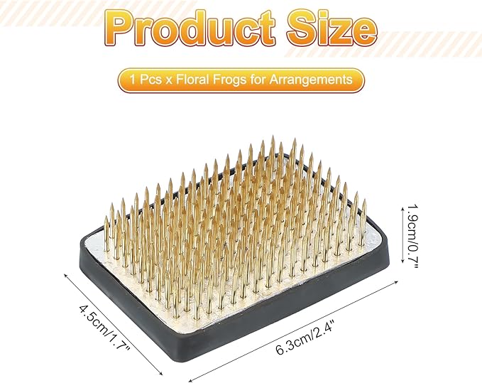 PATIKIL 1.7"x2.4" Flower Frog, Brass Flower Arrangement Holder Square Floral Pin Frogs Ikebana Arranger Tool for Vase Supplies Home Office DIY Craft, Gold