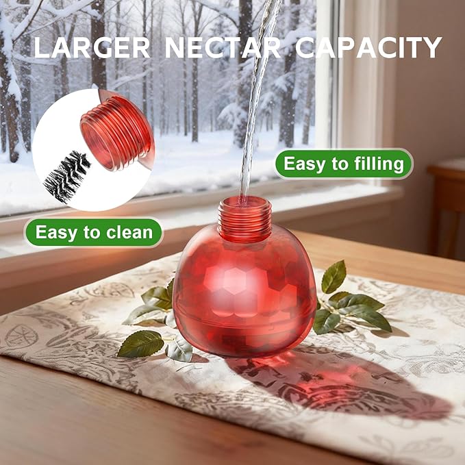 Hummingbird Feeders for Outdoors with Ant Moat, 10 oz Hanging Nectar Feeder, Decorative Light-Reflective Design, Leak-Resistant, Easy to Fill & Clean