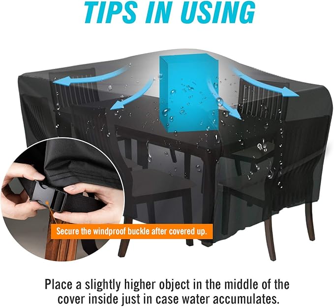 Velway Patio Table Cover Rectangle Waterproof Patio Furniture Cover for Outdoor Table and Chairs 84”Lx52”Wx29”H Oxford Tear-Resistant Wind Dust Proof Paito Furniture Covers