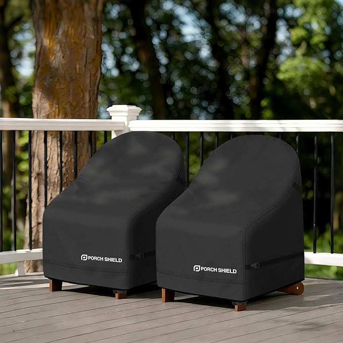 Porch Shield Waterproof Patio Adirondack Chair Cover 2 Pack Fits Outdoor Chairs 28W x 30D x 36H inch, Black