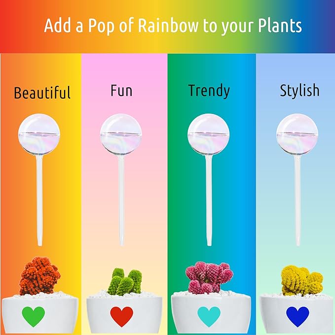 Little Green Leaf Automatic Plant Watering Globes Self Watering Planter Inserts (Set of 6) | Hands Free Clear Glass Bulbs | Planter Spikes to Support Indoor & Outdoor Plant Health (200ml)