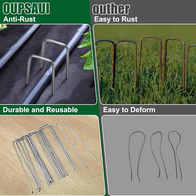 12 Inch Galvanized Landscape Staples Stakes, 25/50/100/200pcs Garden Metal Stakes for Weed Barrier Fabric, Fence Stakes, Tent Stakes, Christmas Decorations (200pcs)