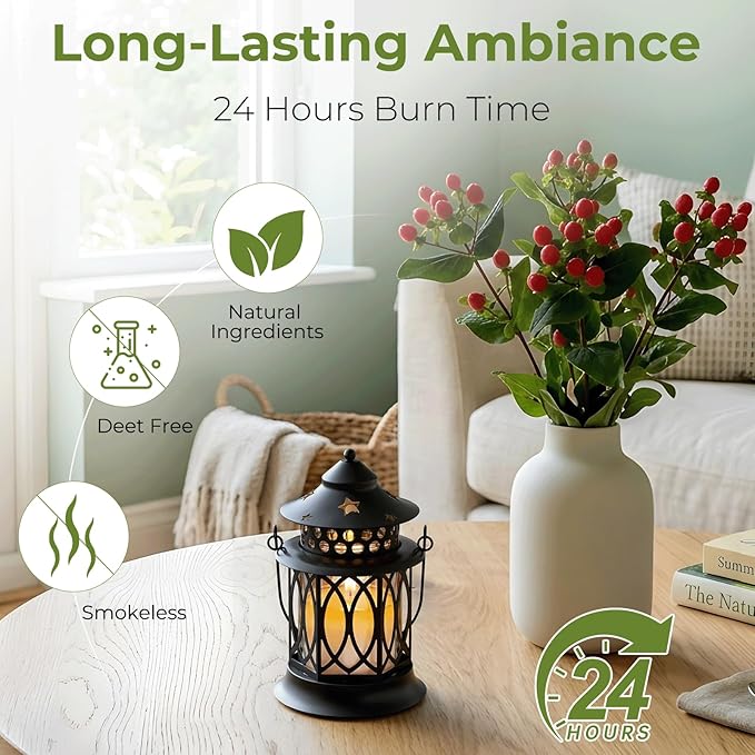 Citronella Candles Outdoor, 2 Pack Citronella Candle Lanterns with Lid, Soy Wax Outdoor Candles for Patio, Garden, Porch, Backyard, Camping & Summer Outdoor Decor