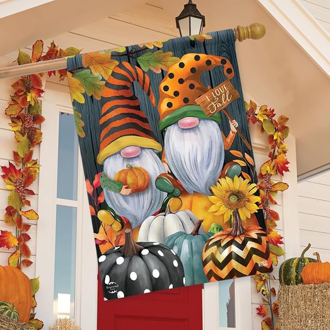 Briarwood Lane Fall Gnomes Humor House Flag