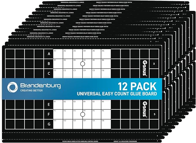 Brandenburg Easy Count Universal Glue Board (Black) - 12 Pack | Professional OEM Glueboard Replacement for Pelsis, Genus & Halo Fly Lights | Fits Catchmaster, PestWest, Gardner & Gilbert Units