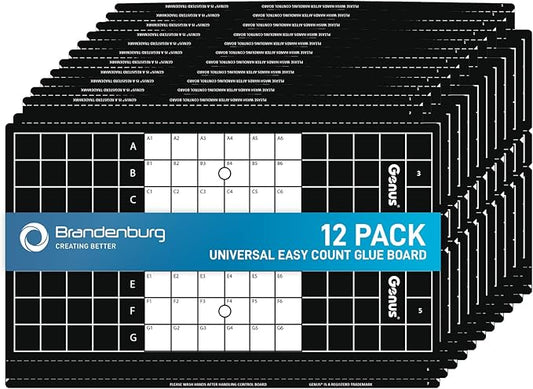 Brandenburg Easy Count Universal Glue Board (Black) - 12 Pack | Professional OEM Glueboard Replacement for Pelsis, Genus & Halo Fly Lights | Fits Catchmaster, PestWest, Gardner & Gilbert Units