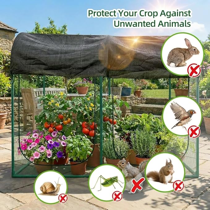 Crop Cages for Garden Plant: 8.2x4.1x6Ft Shade Cloth Plant Cage, Plant Netting Cover with Zipper, Raised Bed Cover, Plant Cover from Animal Wind-Resistant Garden Cage for Fruit Vegetable Flower