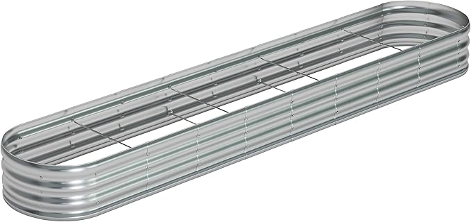 12x1.5x1FT Galvanized Raised Garden Bed Kit,Vegetable Boxes-Oval Metal Flower Box,Large Planter Raised Beds Outdoor Garden for Planting,Fruit,Herb-Silver