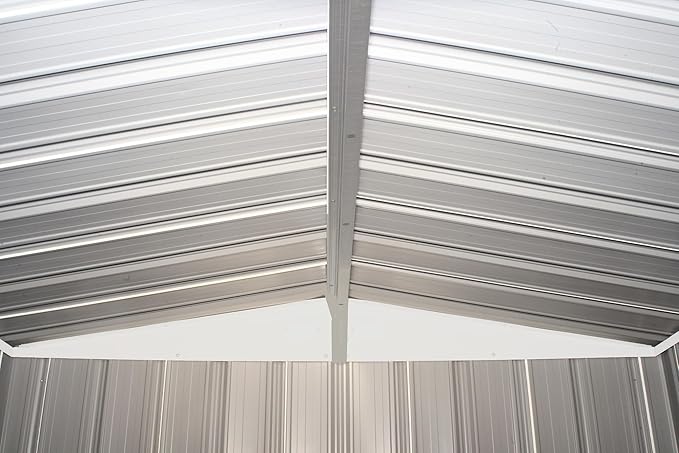 ARROW 6' x 5' EZEE Galvanized Steel Low Gable Shed Cream with Charcoal, Storage Shed with Peak Style Roof