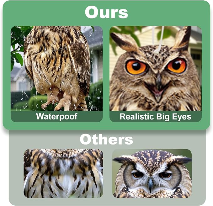 Hanging Plastic Owls for Gardens, 3PCS Reflective Hanging Owl Decoration Woodpecker Control Device with Reflective Tape, Jinging Bell for Garden Patio Windows