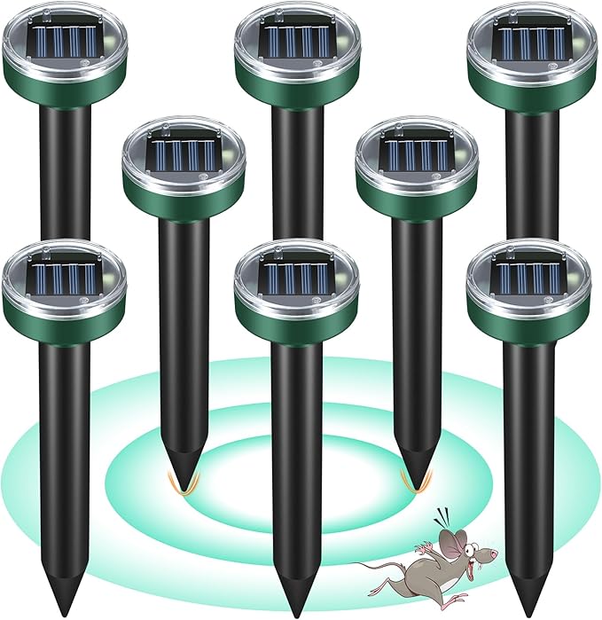 Mole Repellent for Lawns - Ultrasonic Gopher Repellent Solar Powered for Garden,Yard - Waterproof Sonic Mole Spike for Snake,Chipmunk,Outdoor Pest Control Vole Deterrent