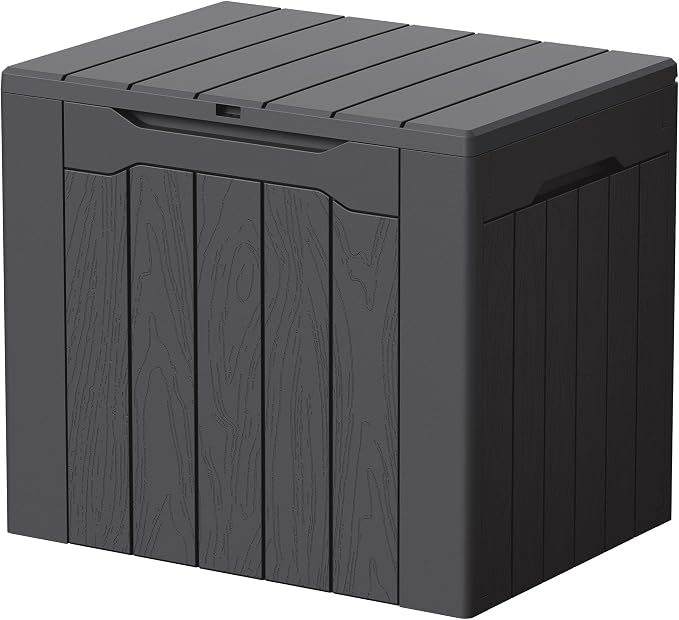 Devoko 29 Gallon Waterproof Outdoor Storage Box Resin Deck Box Lockable and UV Resistant for Patio Furniture, Garden Tools (Gray, 29 Gallon)