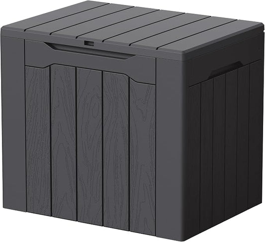 Devoko 29 Gallon Waterproof Outdoor Storage Box Resin Deck Box Lockable and UV Resistant for Patio Furniture, Garden Tools (Gray, 29 Gallon)