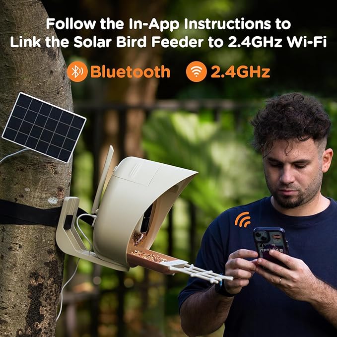 Bird Feeder with Camera Solar Powered, Smart Birds Feeder for Outside, AI Bird Identification Auto Capture Videos Pictures, 2K Live Feed Cam for Backyard, Ideal Gift for Birds Lover (Brown)