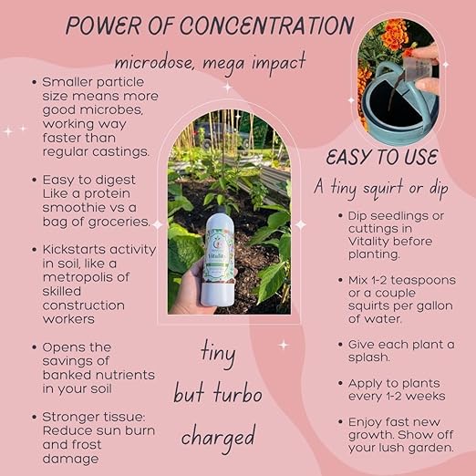 VermisTerra Vitality 16 oz - Growth Accelerator, Energy Booster, Seedling Fertilizer, Organic Plant Food, Promote Rapid Growth, All Plants, Root Cuttings, Will Not Burn, Reduces Transplant Shock