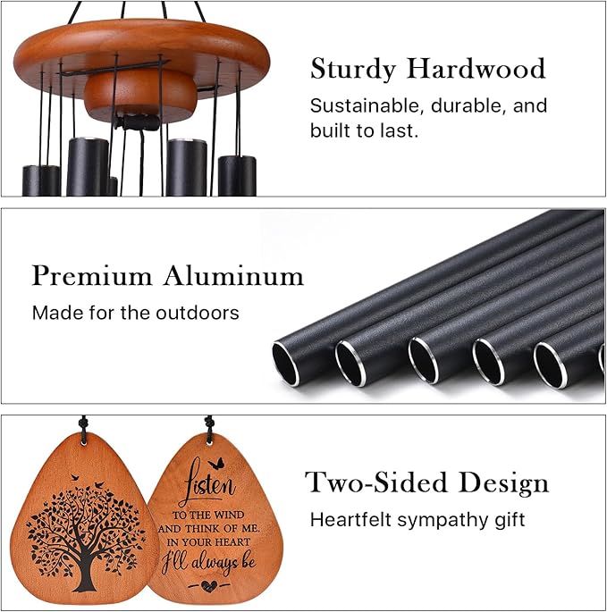 AMBOBE Memorial Wind Chimes for Loss of Loved One, Sympathy Wind Chimes Gift, Bereavement Gifts, Beautiful Outdoor Garden Decor with Soothing Melodic Tones