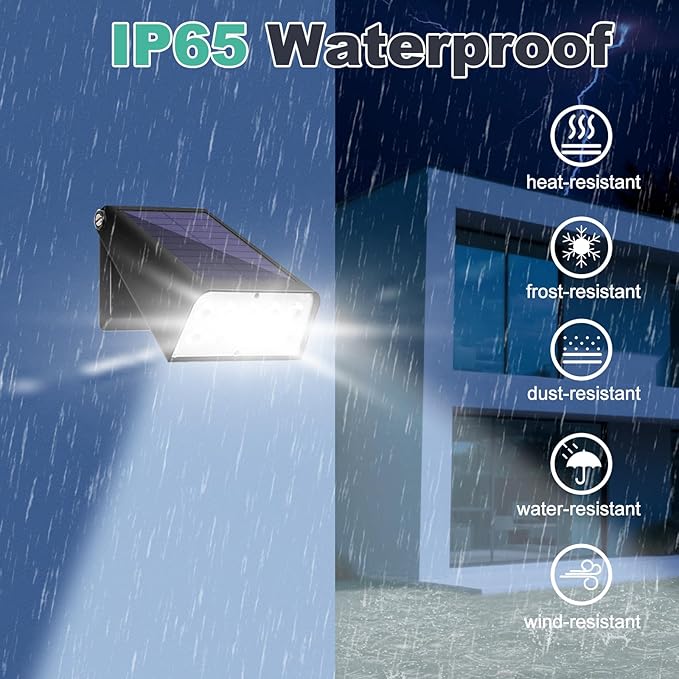 Solar Lights Outdoor Waterproof, Father's Day 4th of July Decor Gift, 6-Mode RGBW Color Changing, 90° Adjustable, Auto On/Off for Fence, Patio, Garden, Yard, Pathway, Porch (2-Pack)