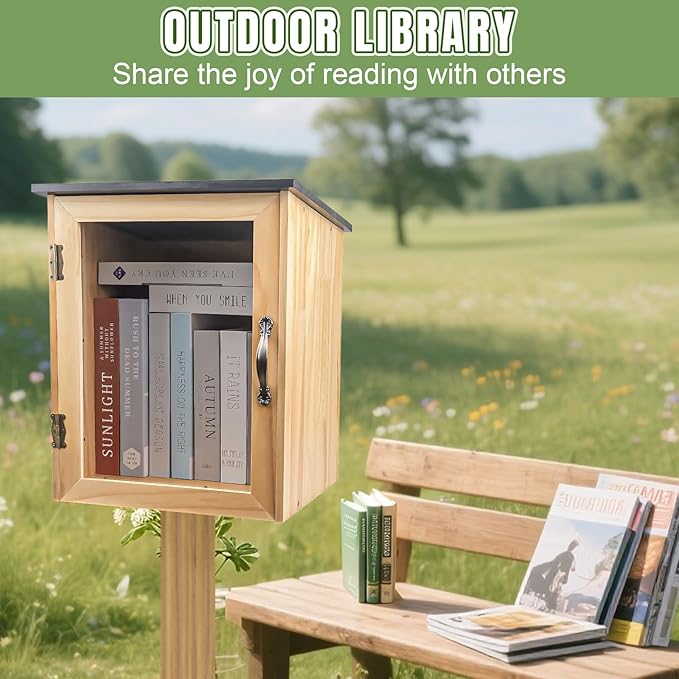 Little Library Box Outdoor, Free Outdoor Litte Library Box Storage, Free for Neighborhoods, Community, Sharing Books, Literature, Newspaper etc.(1 Pcs Sticker)