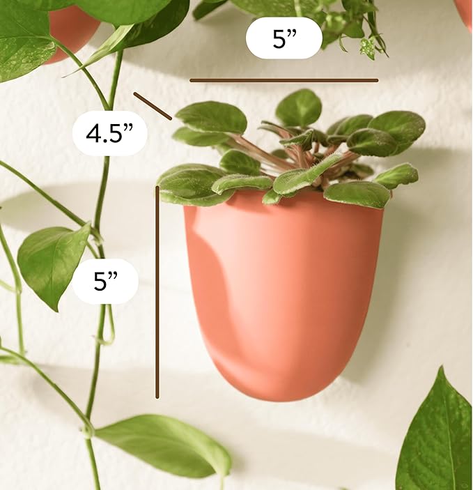 Make Good PlantPod Luxe - Self-Watering Wall Planters (Set of 6, Terracotta) - Easy to Water and Install - Lightweight - Design Your Own Vertical Garden - Wall Planters for Indoor Plants