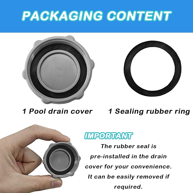 P01006 Drain Valve Cap for Bestway and Coleman Above Ground Pool, Heavy Duty Pool Drain Valve Cap Replacement 2 Pack(Gray)