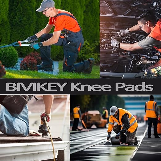 Work Knee Pads Made of Tear Resistant Oxford Cloth and Durable Rubber |Waterproof and Breathable Suitable for Mechanical Repairs and Yard Work|With Adjustable Straps Black/Red