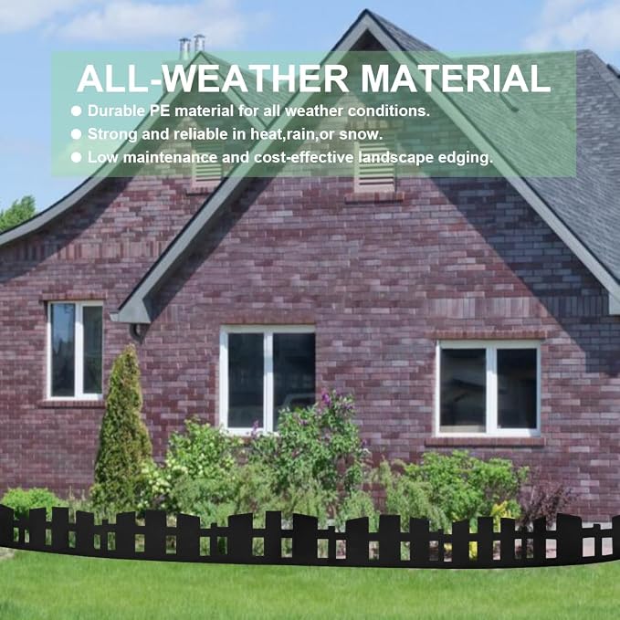 Garden Edging 33FT x 3.5~4.6IN Tall, Landscape Edging Borders with 60pcs Plastic Stakes,Arched Design Flexible Lawn Edging Border, No Digging Edge Fence DIY for Tree Flowerbeds Grass Yard