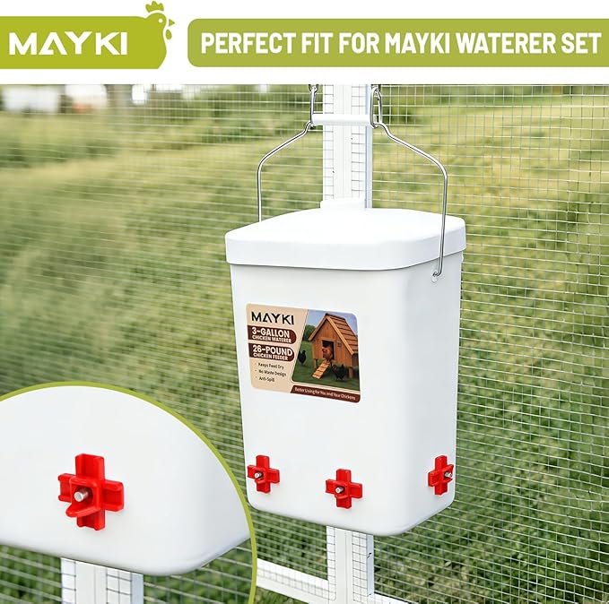 MAYKI Chicken Waterer Nipples, 4-Pack Horizontal Chicken Water Nipples, Leakproof Poultry Watering System for Buckets, Barrels & DIY Setups, for MAYKI Waterer Set, Water-Saving Design
