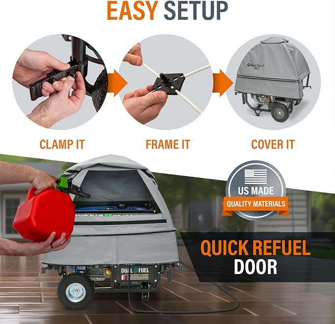 GenTent Open Frame Running Cover - Universal Adapter Kit Generator Tent (Slate, Original - Plus)