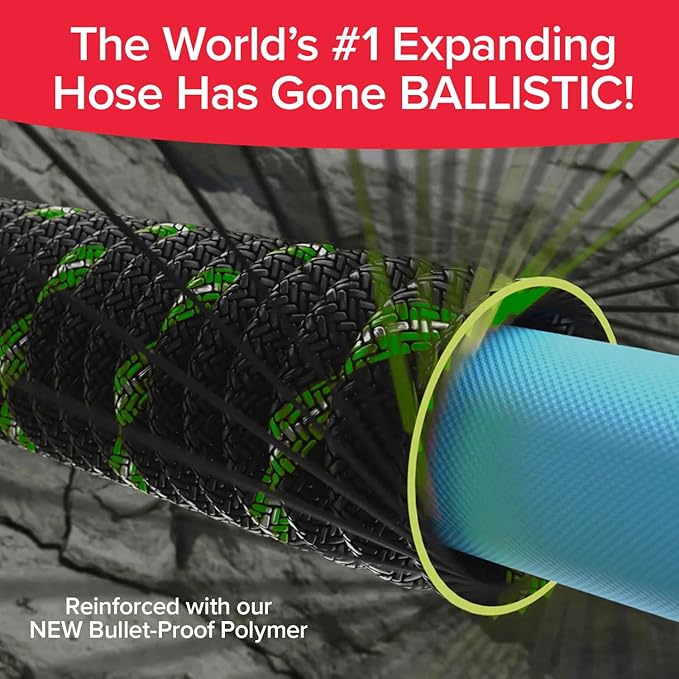 Pocket Hose Ballistic Double UV Edition 75 FT Expandable Garden Hose w/Pocket Pivot Swivel Connector, Anti-Burst Sleeve Reinforced w/Bulletproof Fiber, Lightweight, No-Kink, Compact, AS SEEN ON TV