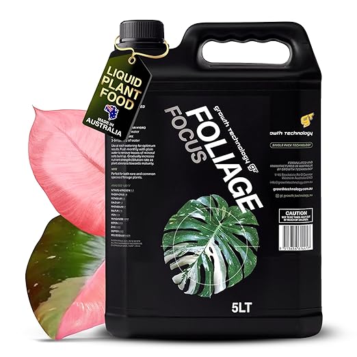 Growth Technology GT Foliage Focus – Liquid Indoor Plant Food Nutrient for Houseplants, Tropical Plants, Aroids, Ferns & Palms – Concentrated Formula for Vibrant Leaves & Dense Foliage – 5 Liters