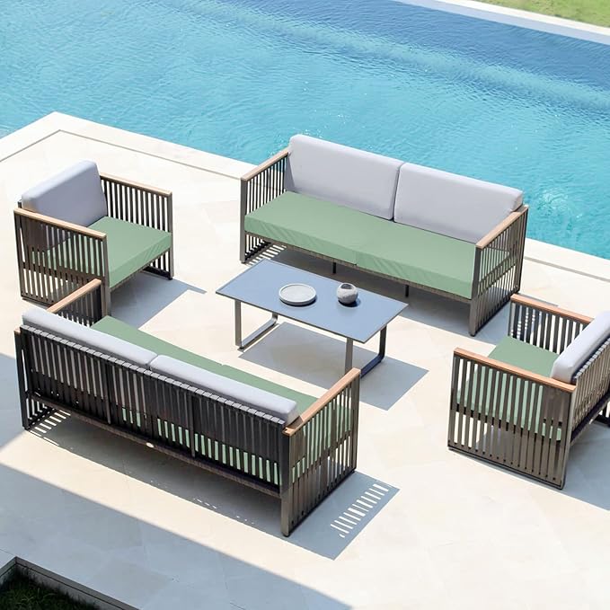 Easy-Going Waterproof Patio Cushion Covers 20x18x4 inch 4 Pack Replacement Non-Slip Outdoor Seat Cushion Slipcover with Zipper. Greyish Green