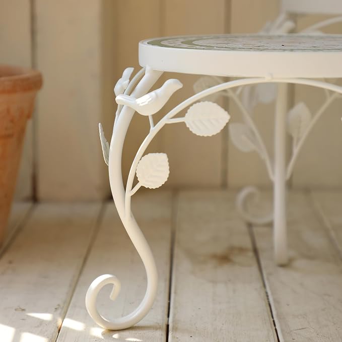 Set of 2 Plant Stand for Indoor Outdoor, Heavy Duty Cast Iron with 10" Ceramic Tile Top Plant Table, Tall Vintage Decorative Plant Rack, Mosaic Flower Pot Holder for Home Garden Porch Yard Patio