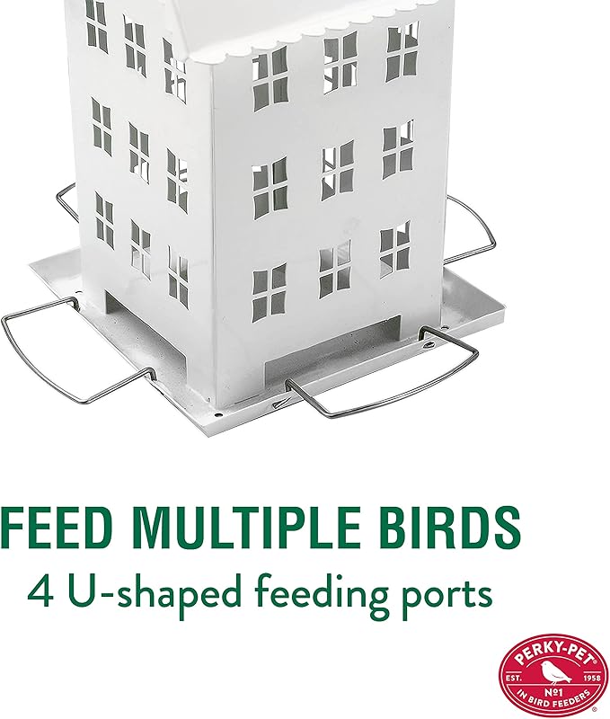Perky-Pet Farmhouse Wild Bird Feeder - 2.8 lb Wild Bird Seed Capacity, WFH001 - Feed Multiple Birds - Backyard Decor - Durable Metal Construction