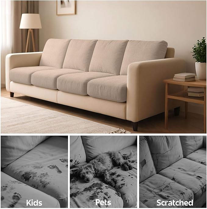 pickyNproud 8Pcs Patio Cushion Covers Stretch Outdoor Couch Cushions Slipcovers Replacement Washable Furniture Protector with Elastic Bottom Sofa Chair Seat Cover, Warm Taupe Khaki