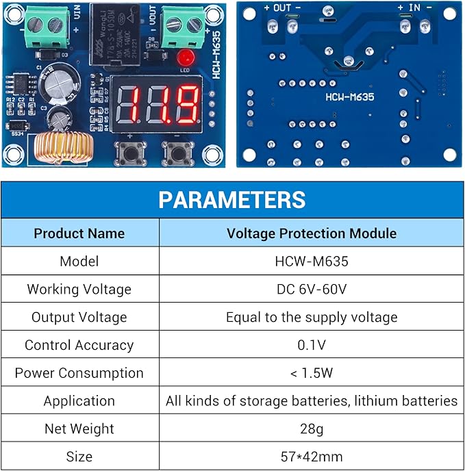 2 PCS Digital Low Voltage Protector, ICSTATION DC 12-36V 20A Low Voltage Cutoff Disconnect Switch Over-Discharge Protection Module for Lead Acid Lithium Battery Solar Panel Lighting System