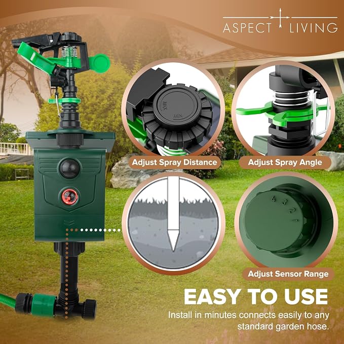 Animal Repellent Motion-Activated Water Sprinkler, Solar Powered Outdoor Deterrent for Cats, Dogs, Deer, Squirrels & Raccoons, Lawn and Garden Protection