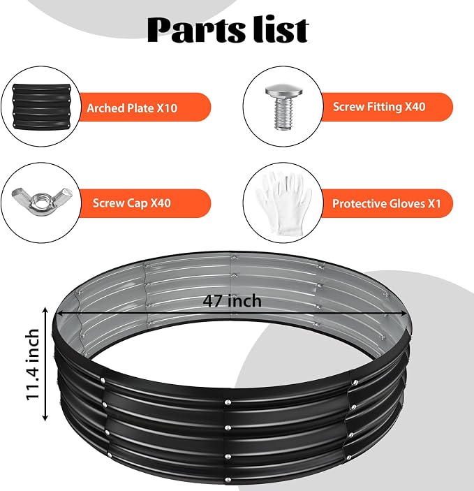 YSEJOMP 48 Inch Round Galvanized Fire Pit Ring/Fire Ring - Foldable and Perfect for Outdoor Gatherings and Campfires in the Yard/Garden/Park/Beach (Black+Gray, 4 FT Diameter+1 FT Tall)